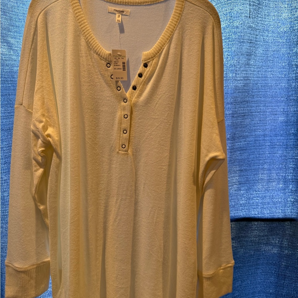 Maurices Cream Relaxed Button Down Shirt
